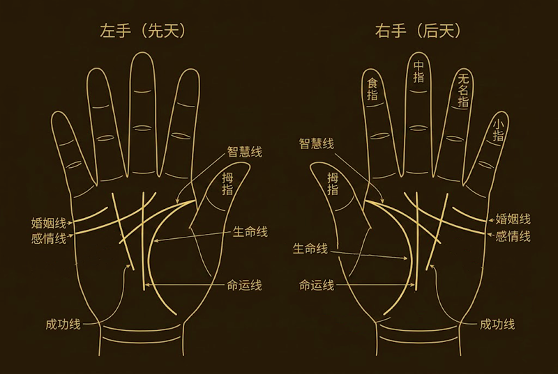 手相主线位置参考图